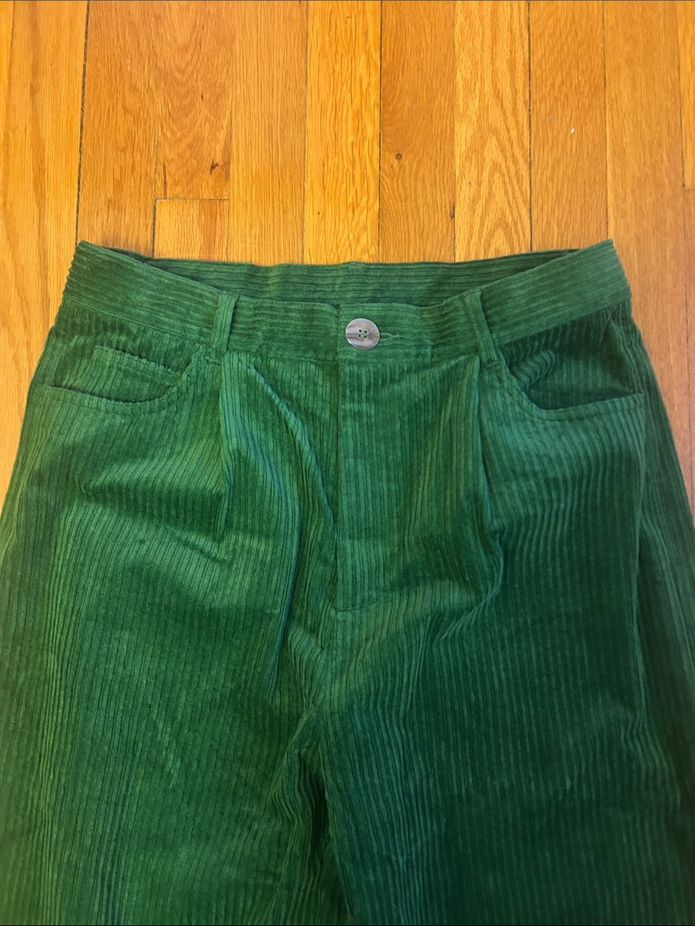 NWT fashion brand company poison green corduroy granpa trousers unisex medium - Picture 3 of 7